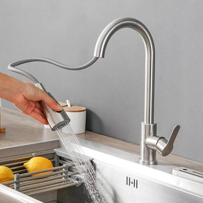 Pull-Out Kitchen Faucet with Dual Spray & 360° Swivel