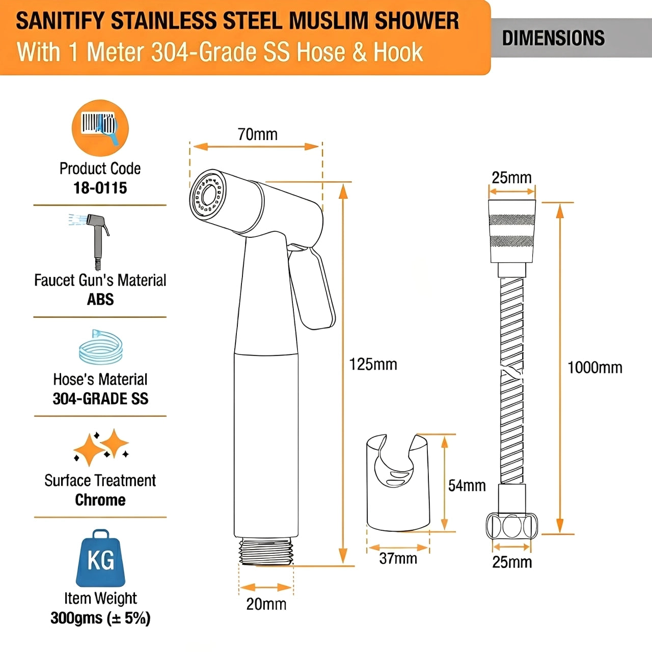 Heavy-Duty 304 Steel Shower – Guaranteed No Spring Failure (1 Year Warranty)