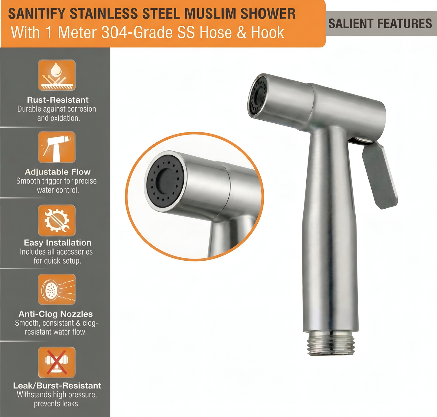 Heavy-Duty 304 Steel Shower – Guaranteed No Spring Failure (1 Year Warranty)